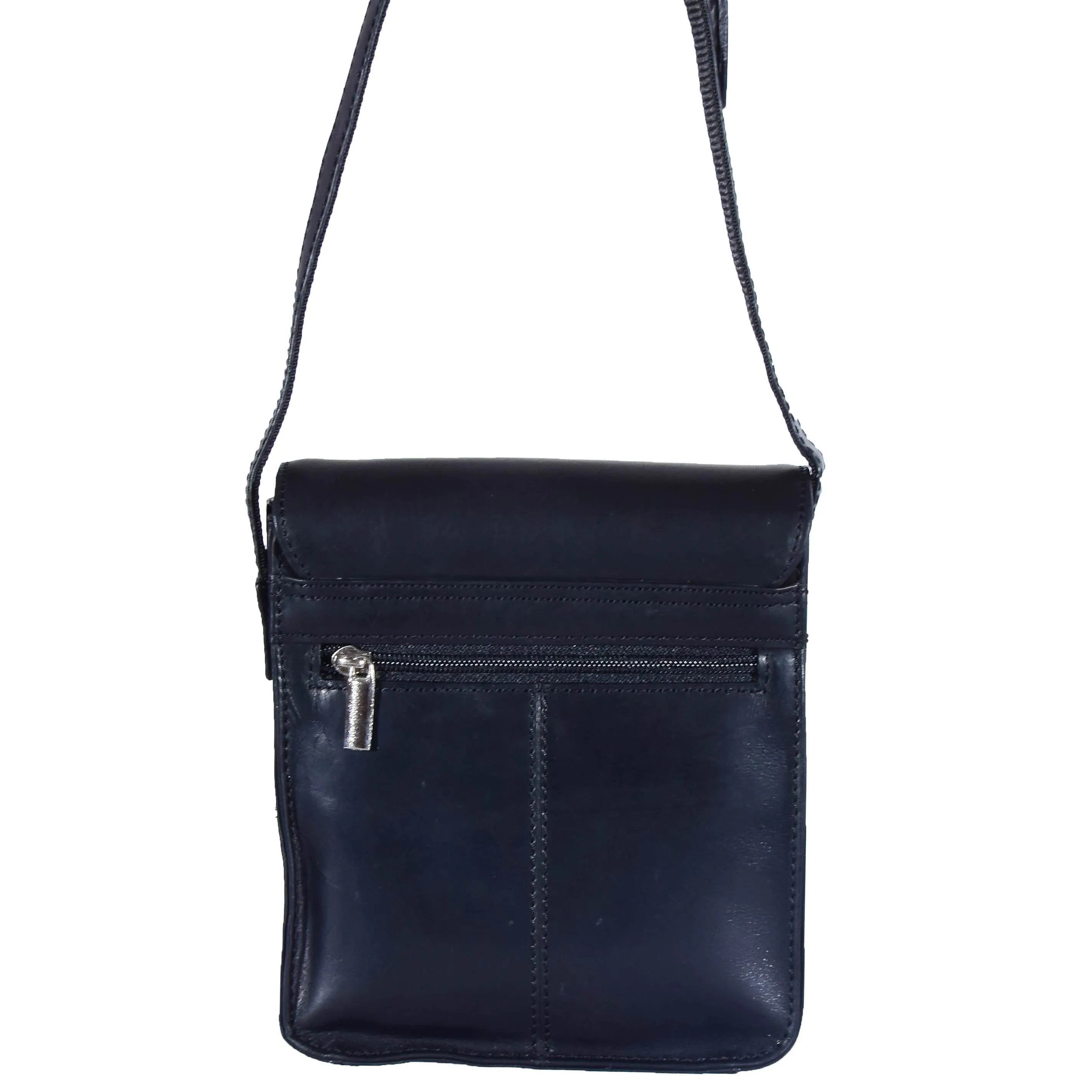 DR599 Men's Real Leather Organiser Cross Body Bag Black