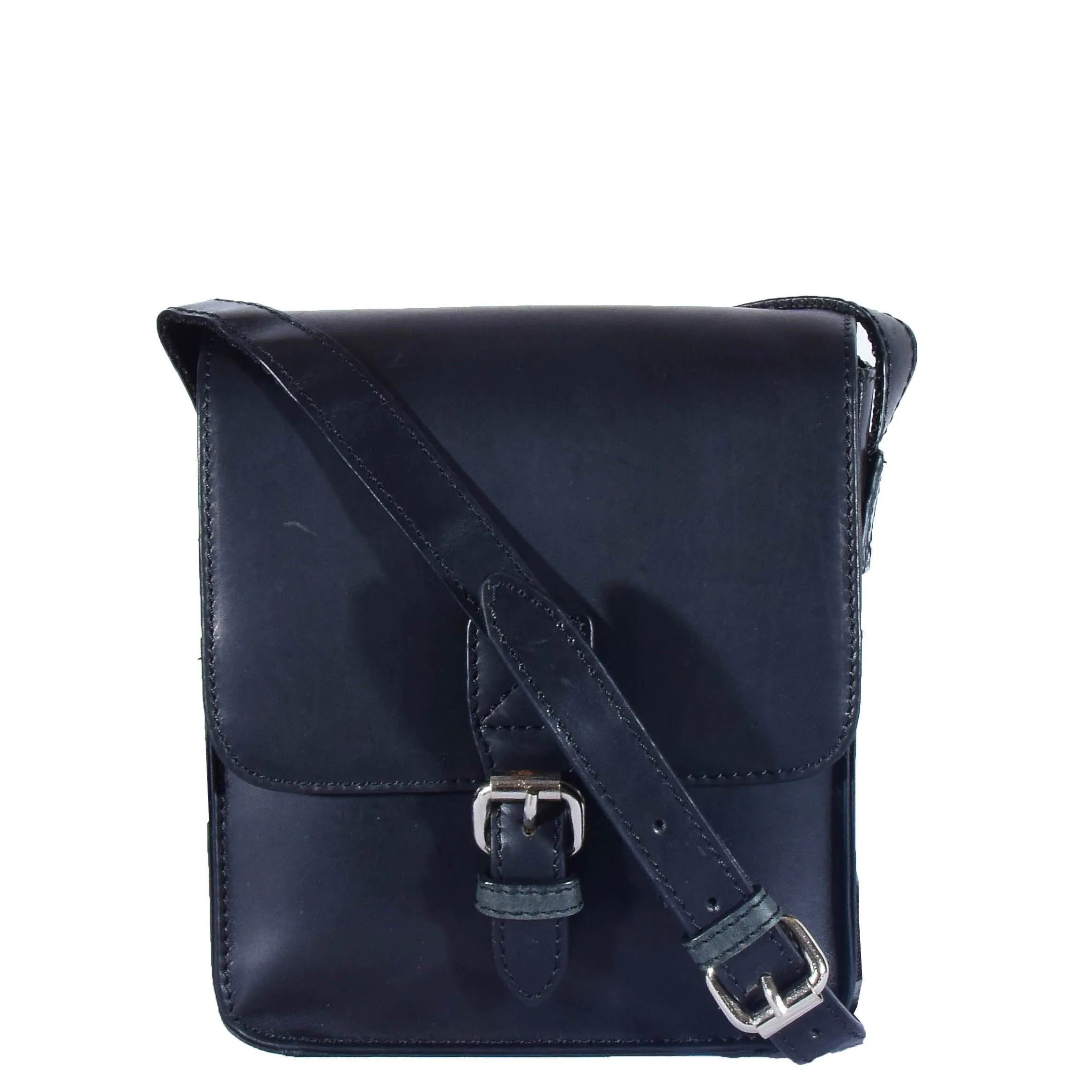 DR599 Men's Real Leather Organiser Cross Body Bag Black