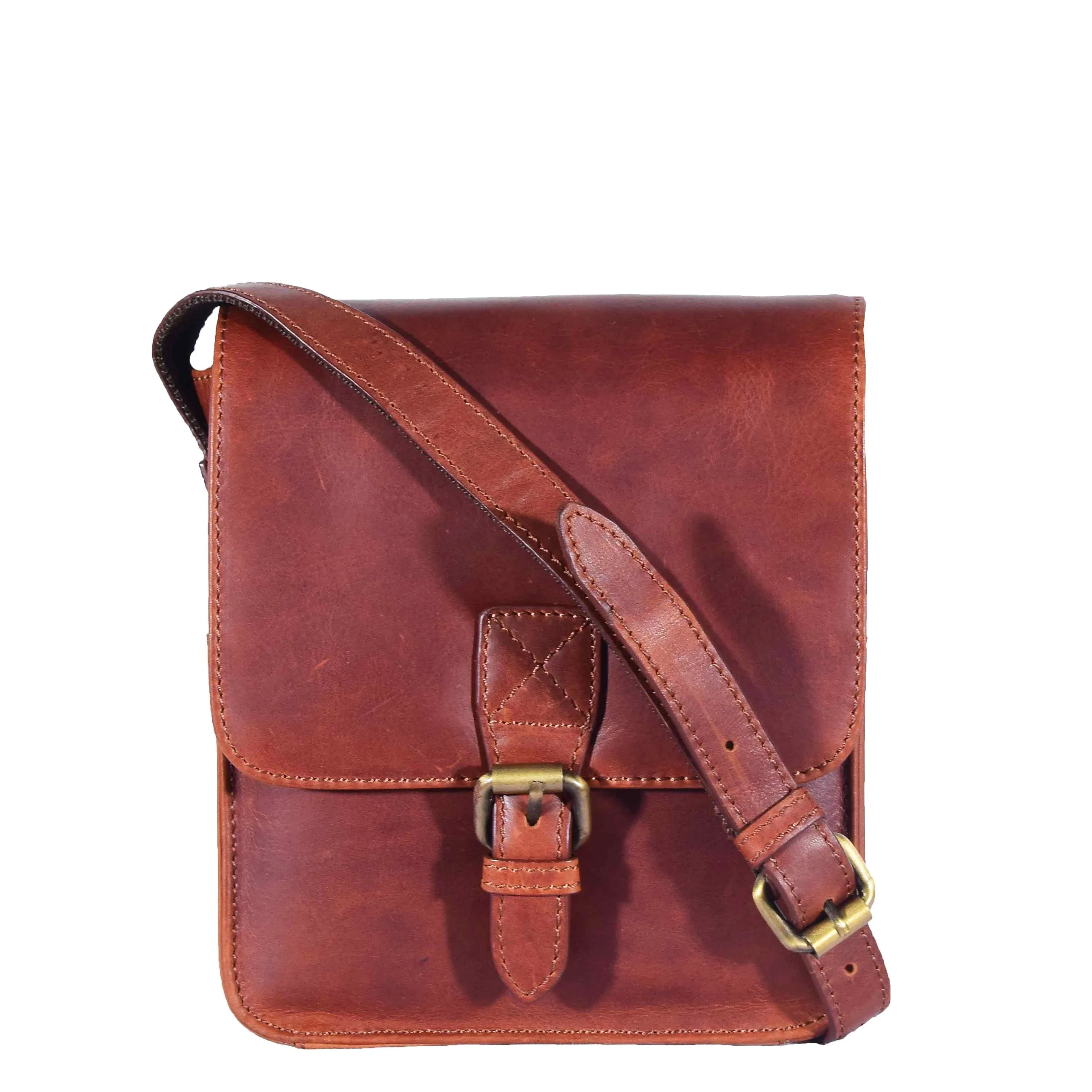 DR599 Men's Real Leather Organiser Cross Body Bag Tan