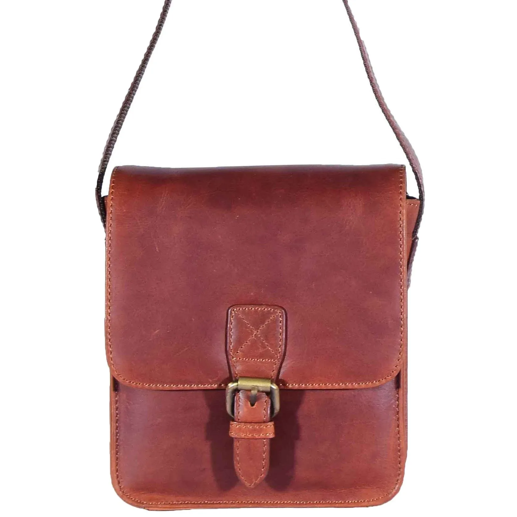 DR599 Men's Real Leather Organiser Cross Body Bag Tan