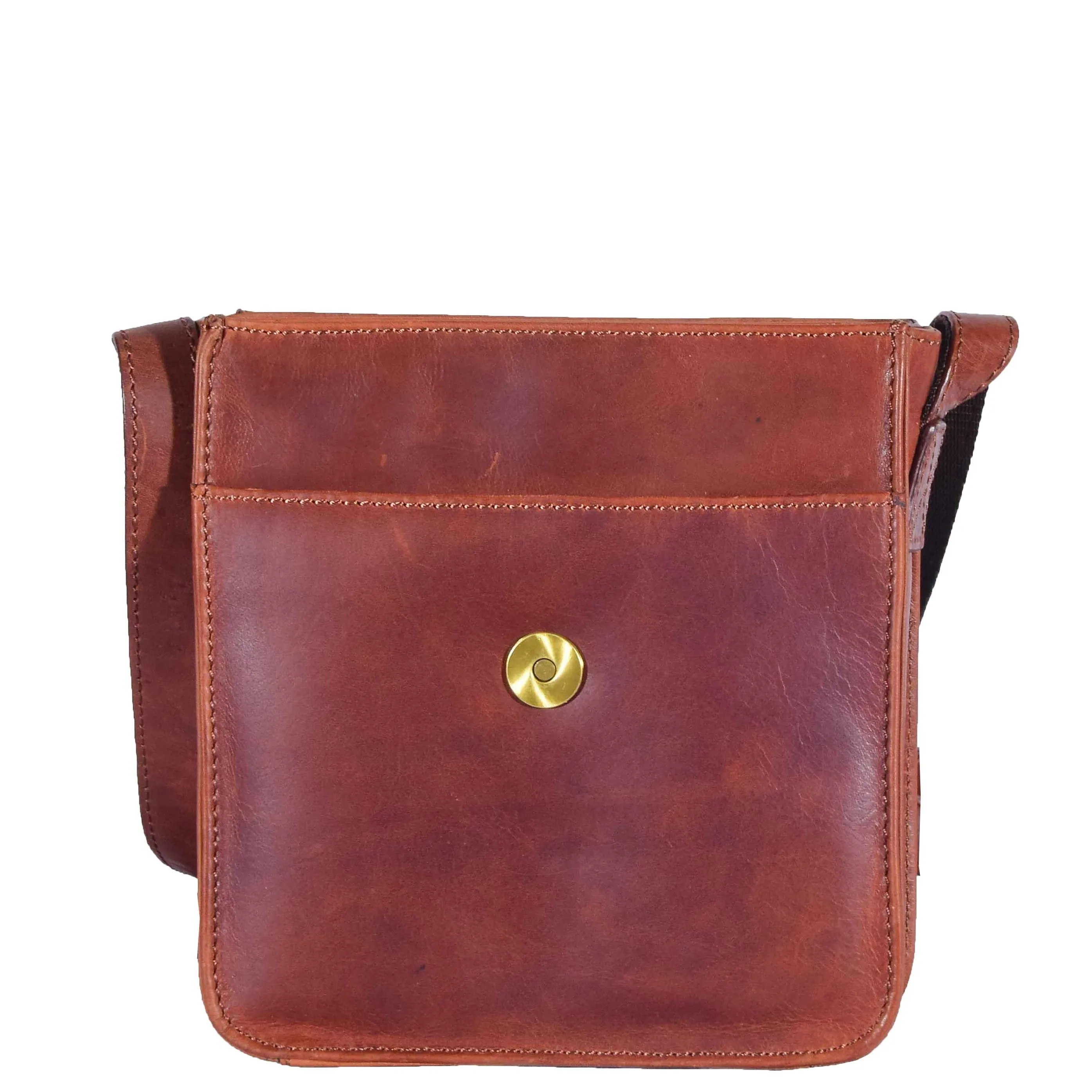 DR599 Men's Real Leather Organiser Cross Body Bag Tan