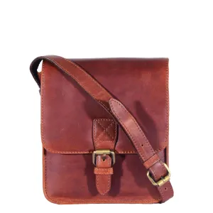 DR599 Men's Real Leather Organiser Cross Body Bag Tan