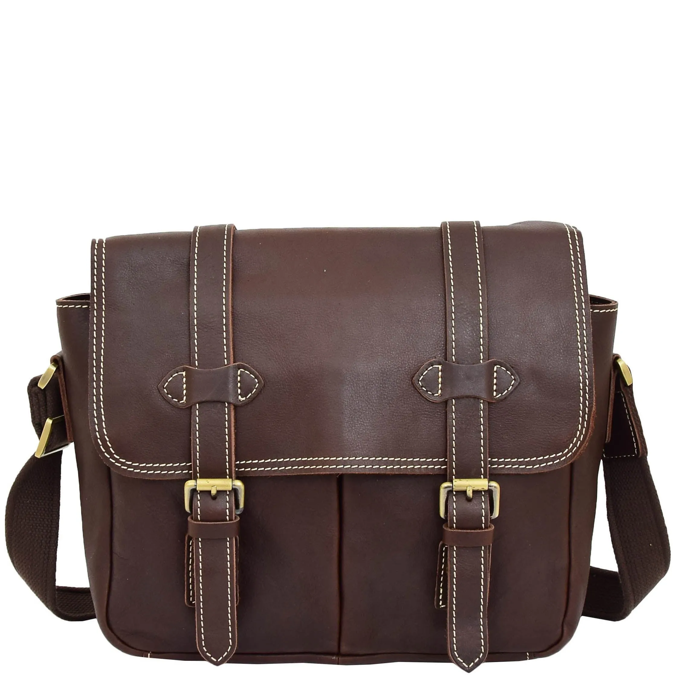 DR652 Genuine Leather Cross Body Camera Organiser Bag Brown