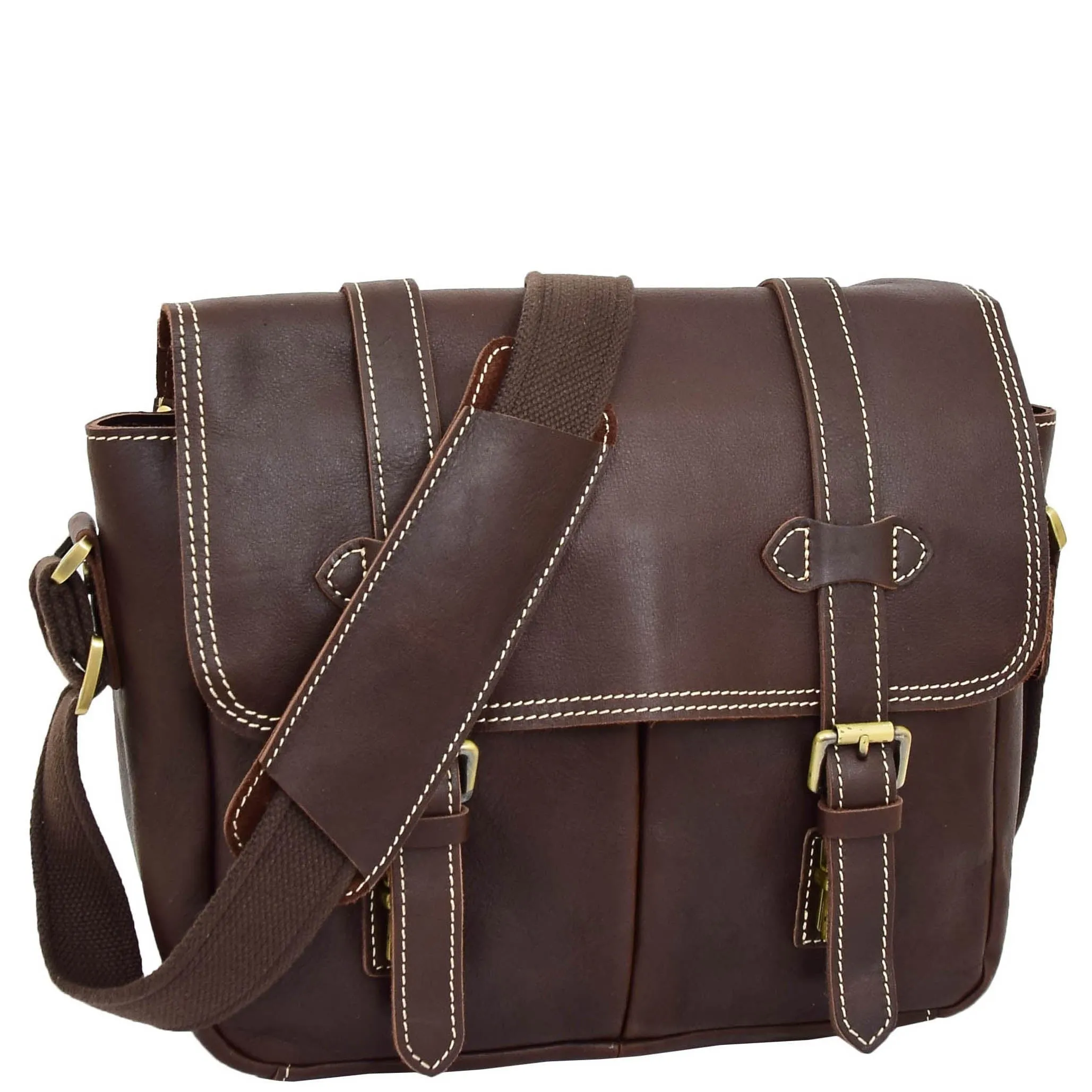 DR652 Genuine Leather Cross Body Camera Organiser Bag Brown