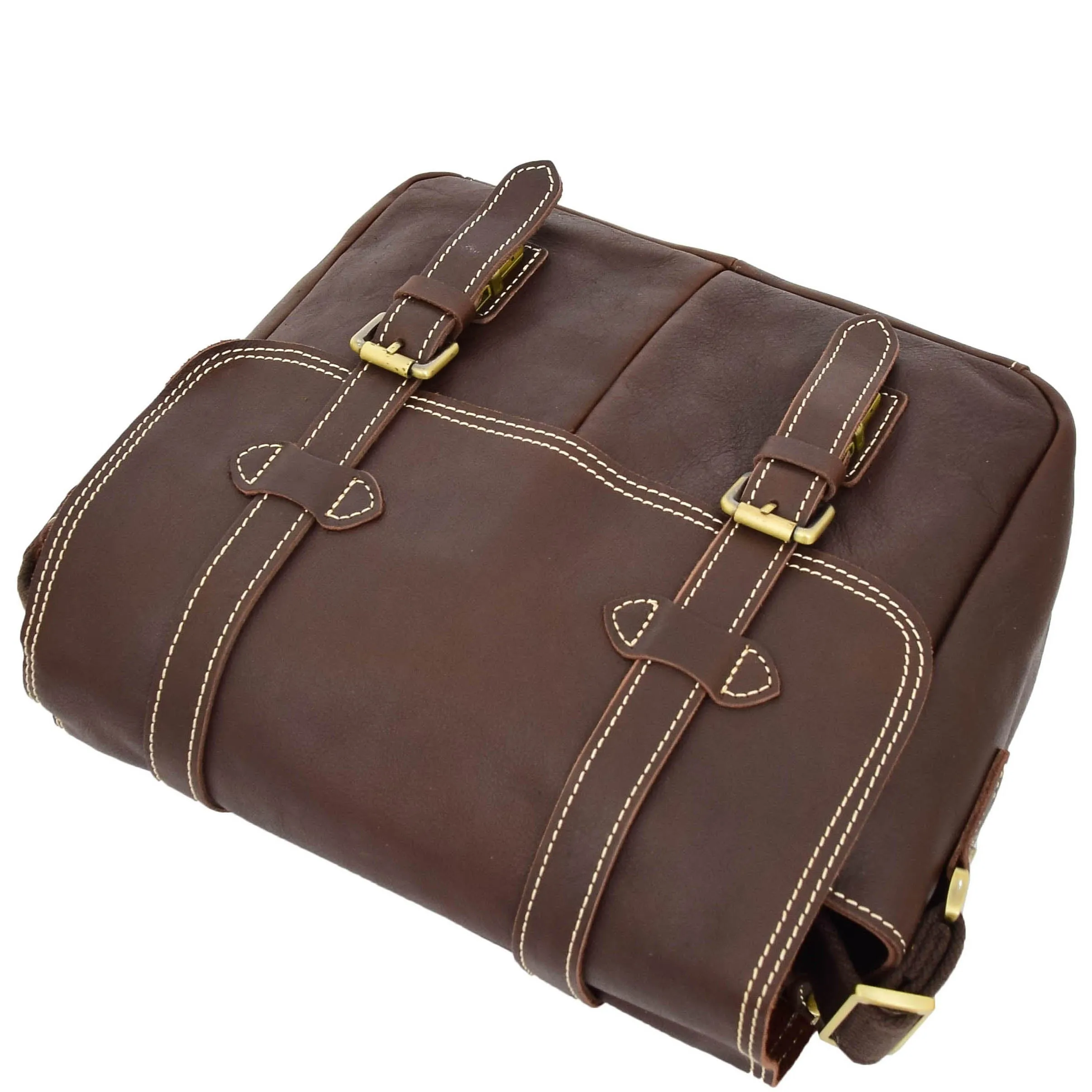 DR652 Genuine Leather Cross Body Camera Organiser Bag Brown