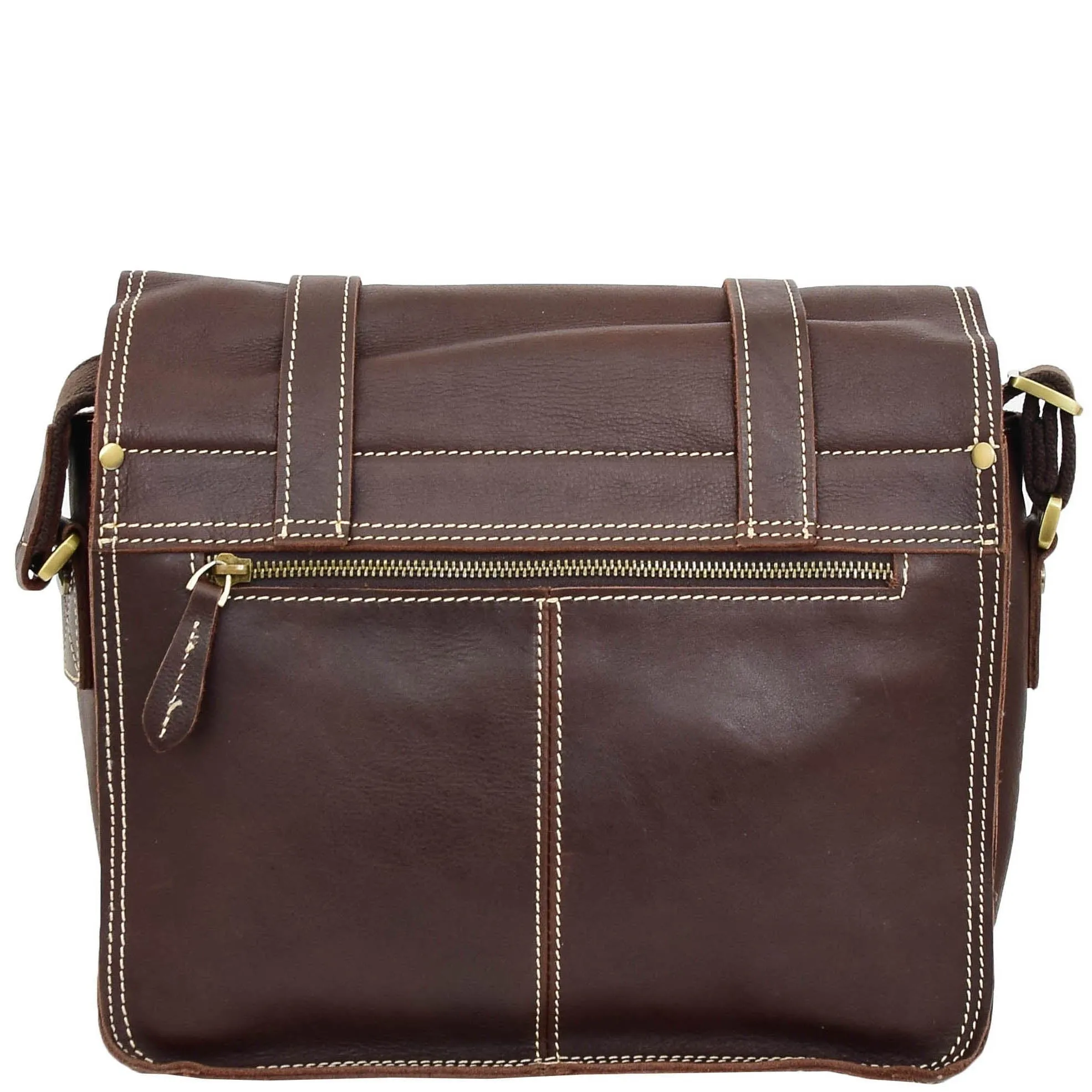DR652 Genuine Leather Cross Body Camera Organiser Bag Brown
