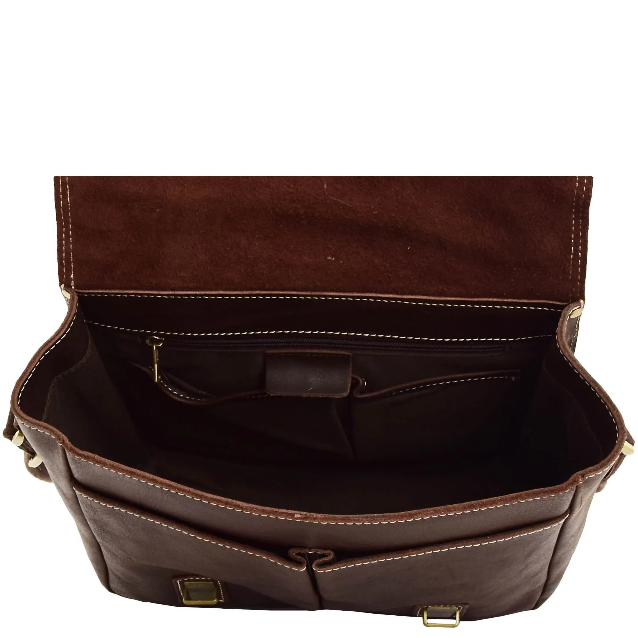 DR652 Genuine Leather Cross Body Camera Organiser Bag Brown