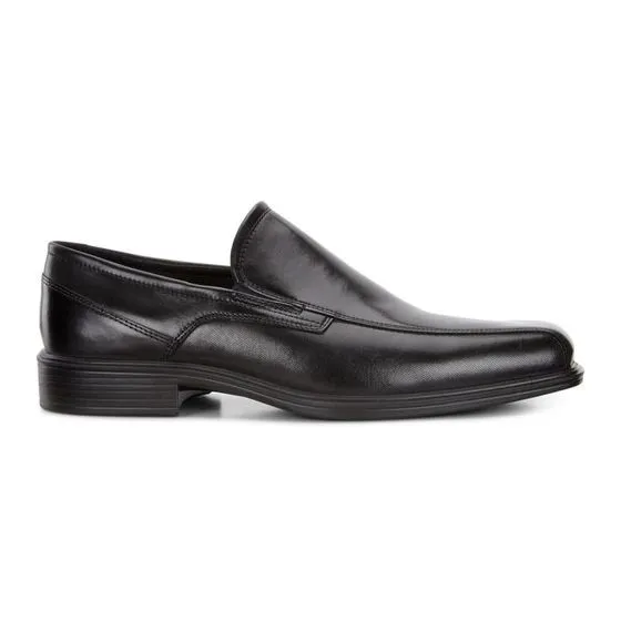 ECCO Men's 623514 Johannesburg Black Leather Bike Toe Slip On Dress Shoe