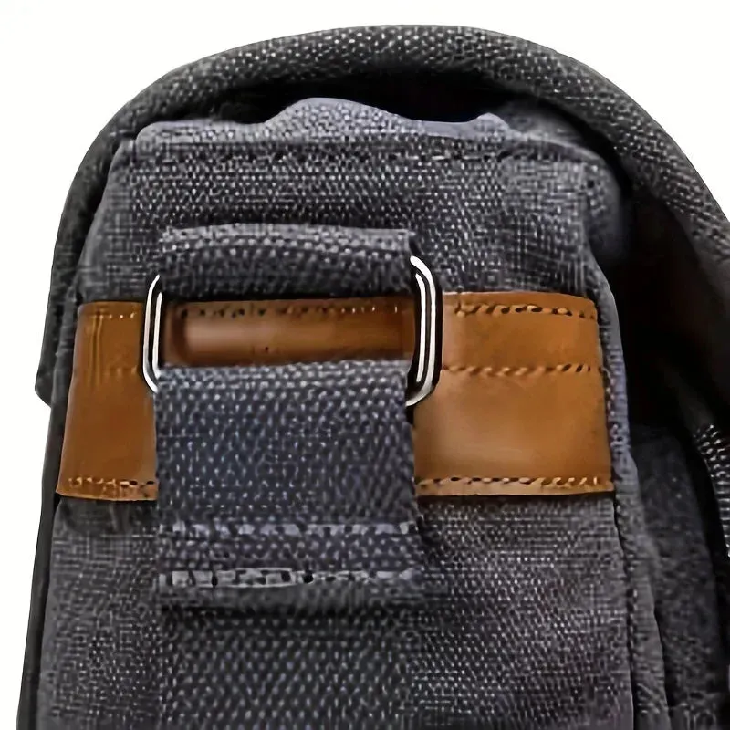 Elegance WorkSmart Messenger Leather Men's Crossbody Briefcase Canvas Splashproof Workwear Messenger Bag Computer Tote