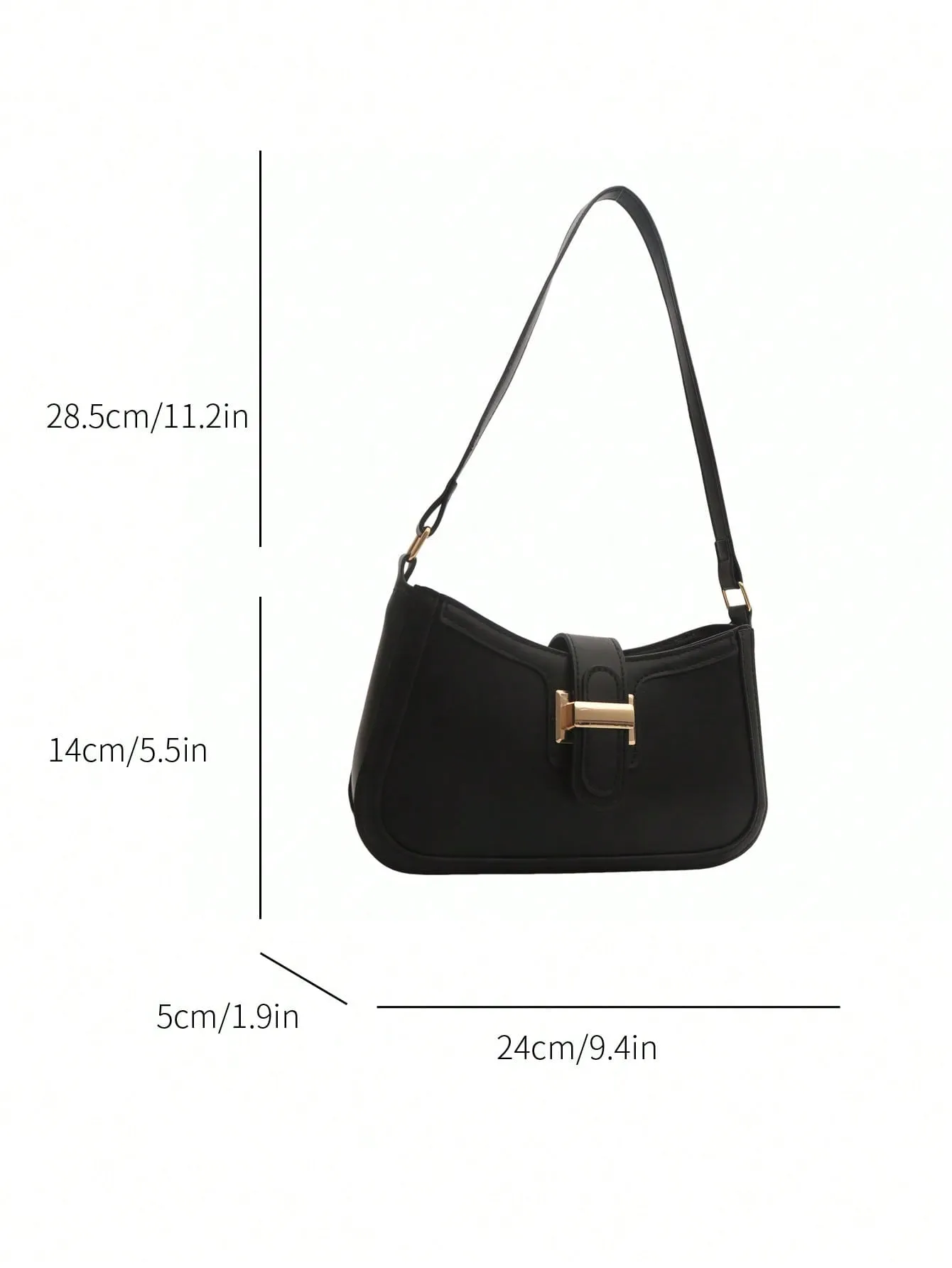 Elegant Crescent-Shaped Shoulder Bag - Black- FD ⚡