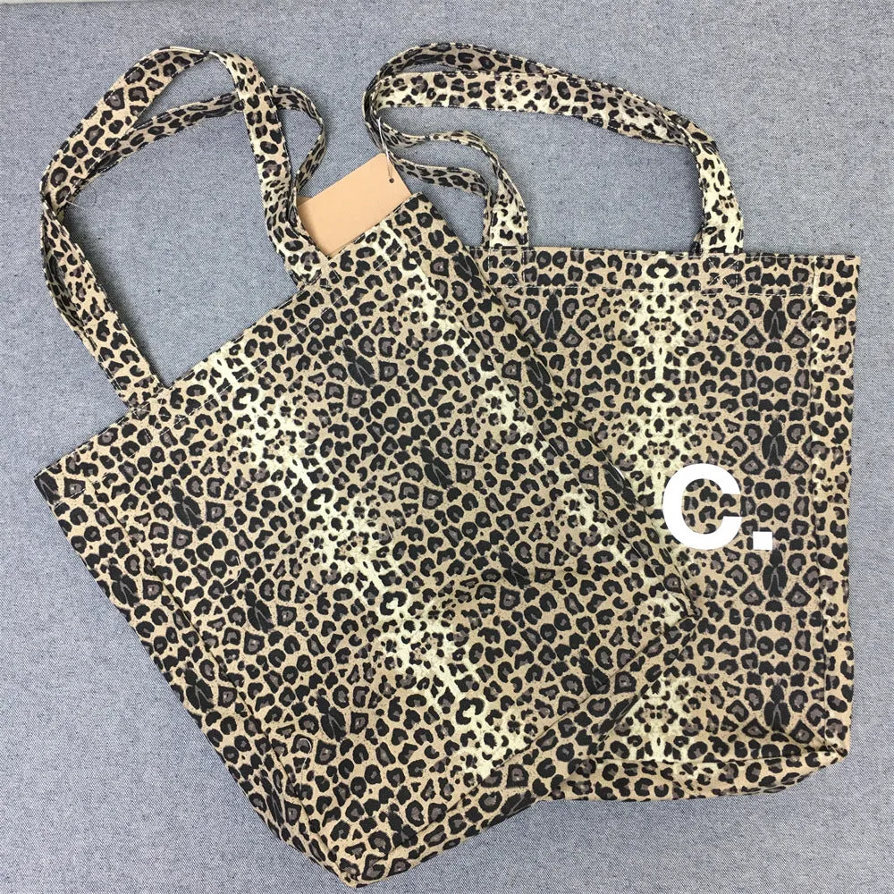 Elegant Trendy Leopard Vertical Canvas Shopping Handbags