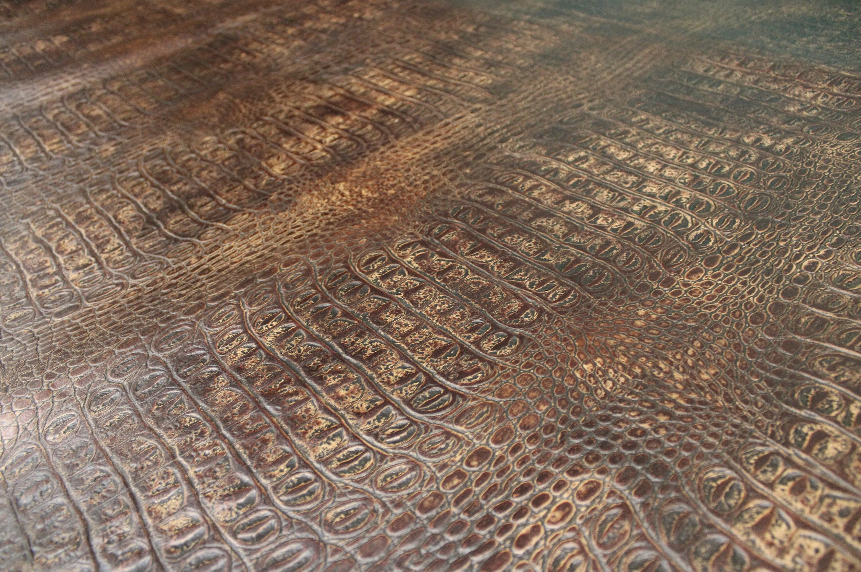 Embossed-brown-ochre-crococodile-smooth 2.5-3 oz. - Perfect for Handbags and Leather Crafts!
