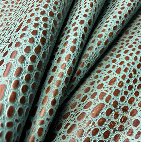 Embossed Leather Sheets -  Mini Tortoise Turquoise, Cut to Size, Leatherworking, 1.2-1.4 mm / 3-3.5 oz For Earrings, Wallets, Upholstery