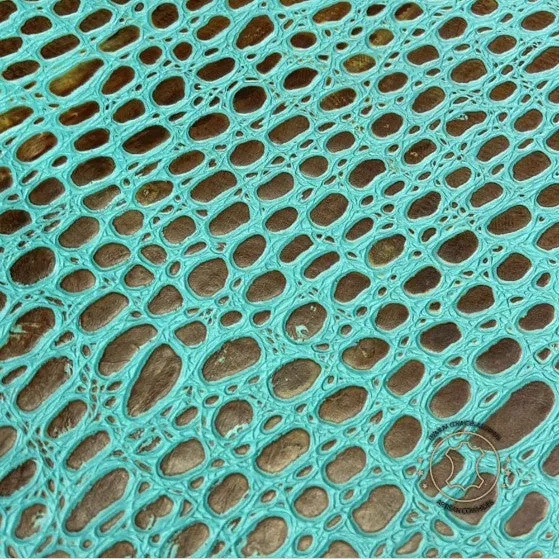 Embossed Leather Sheets -  Mini Tortoise Turquoise, Cut to Size, Leatherworking, 1.2-1.4 mm / 3-3.5 oz For Earrings, Wallets, Upholstery