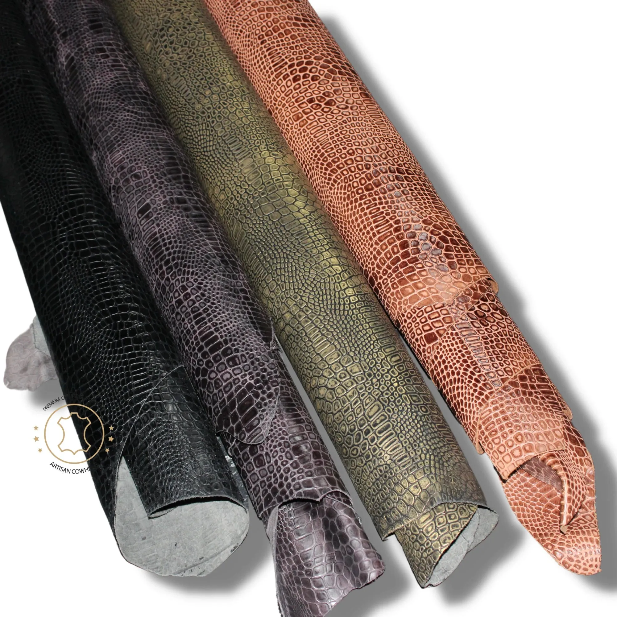 Embossed LEATHER Sheets - Reptile Embossed Leather Black | 12"x12", 12"x18", 12"x24" Precuts Sheets for Crafts