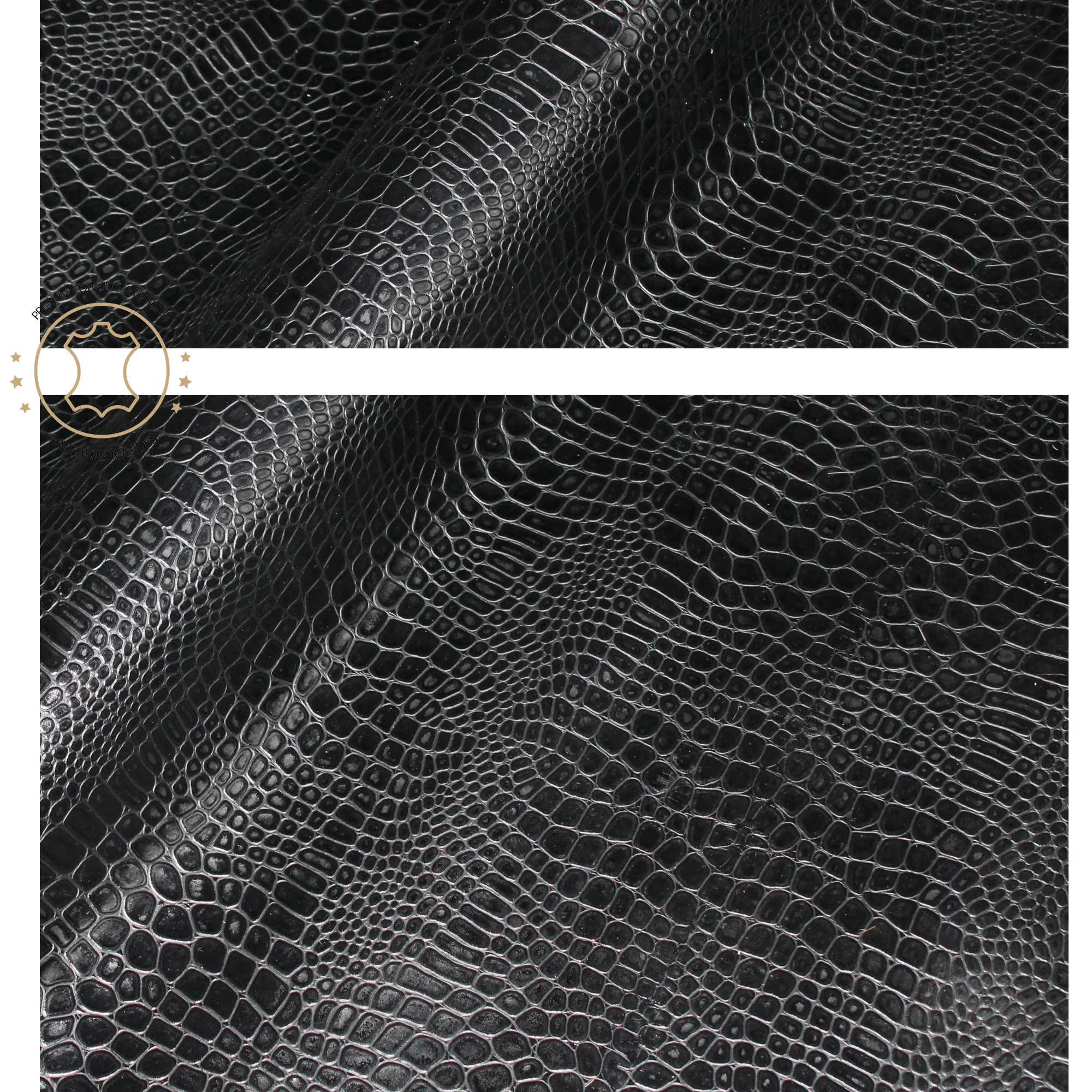 Embossed LEATHER Sheets - Reptile Embossed Leather Black | 12"x12", 12"x18", 12"x24" Precuts Sheets for Crafts