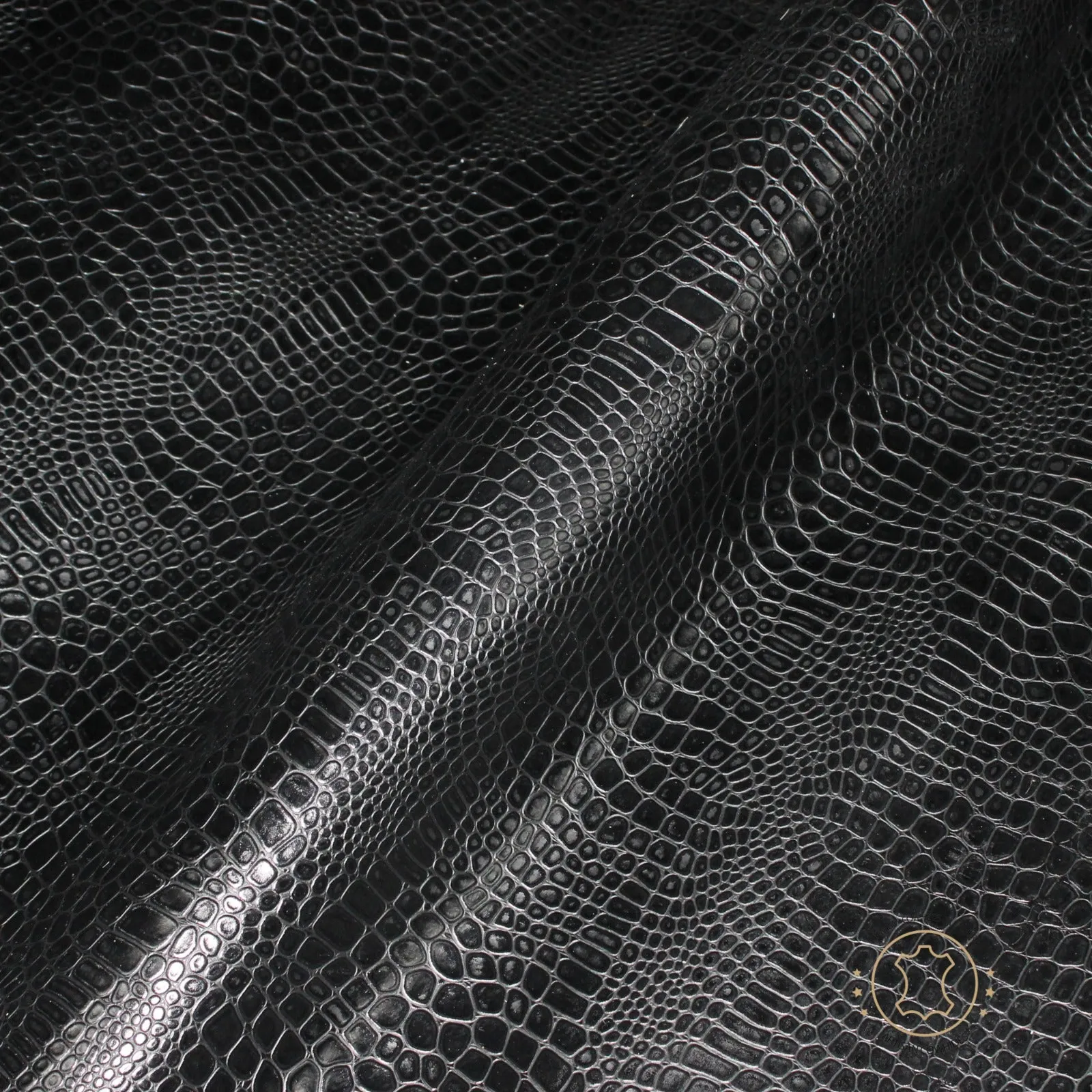Embossed LEATHER Sheets - Reptile Embossed Leather Black | 12"x12", 12"x18", 12"x24" Precuts Sheets for Crafts