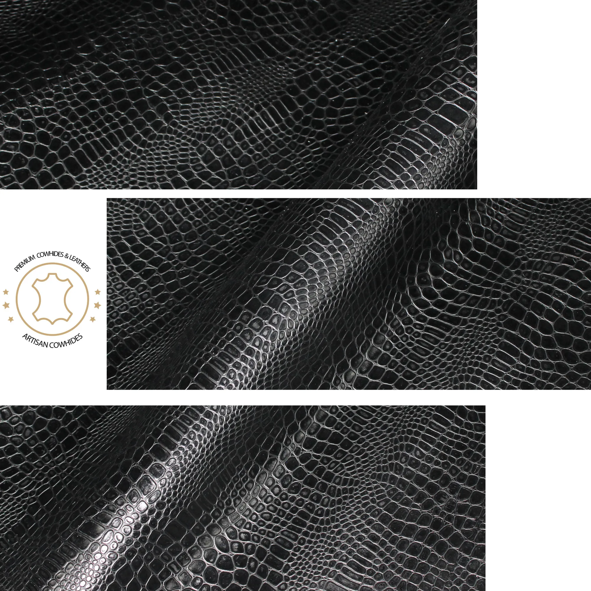 Embossed LEATHER Sheets - Reptile Embossed Leather Black | 12"x12", 12"x18", 12"x24" Precuts Sheets for Crafts