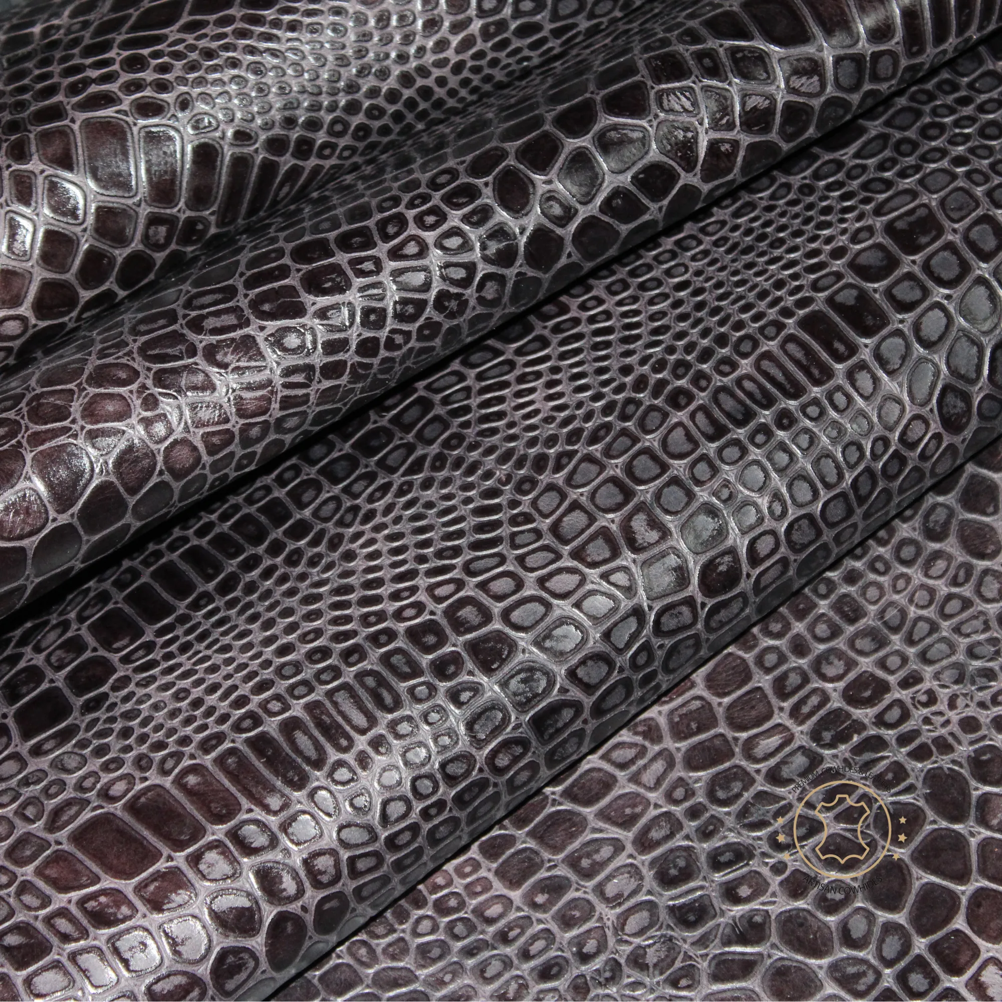 Embossed LEATHER Sheets -Reptile Embossed Leather Brown Pull Up | 12"x12", 12"x18", 12"x24" Precuts Sheets for Crafts