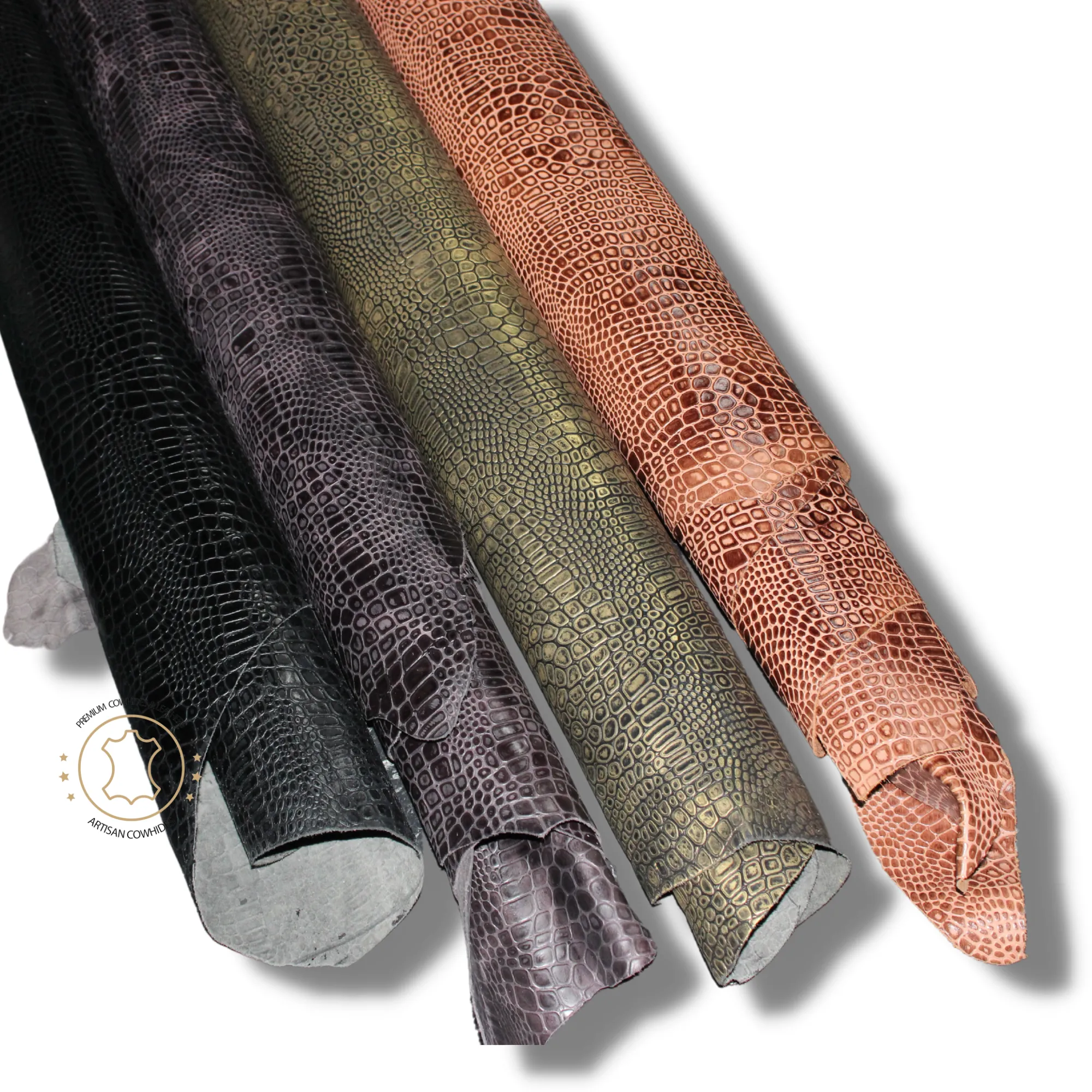 Embossed LEATHER Sheets -Reptile Embossed Leather Brown Pull Up | 12"x12", 12"x18", 12"x24" Precuts Sheets for Crafts