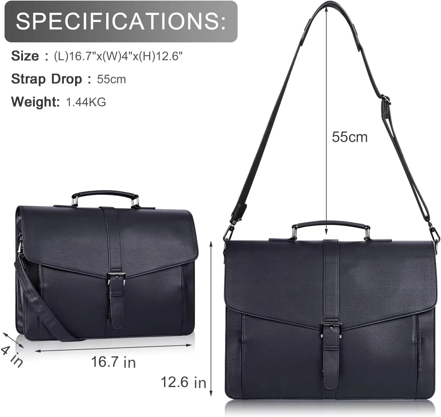 ESTARER Men's Leather Briefcase 15.6 Inch Laptop Messenger Bag Professional Leather Computer Work Bag