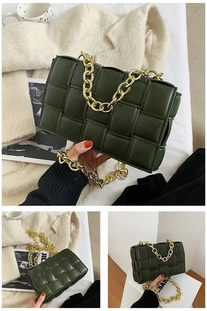 Fashion Brand Weave Flap Bags Square Crossbody Bag Ladies High Quality PU Leather Women's Designer Handbag Travel Shoulder Bag