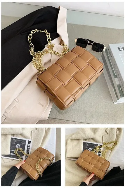 Fashion Brand Weave Flap Bags Square Crossbody Bag Ladies High Quality PU Leather Women's Designer Handbag Travel Shoulder Bag