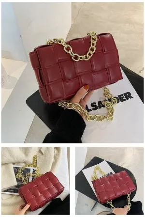 Fashion Brand Weave Flap Bags Square Crossbody Bag Ladies High Quality PU Leather Women's Designer Handbag Travel Shoulder Bag