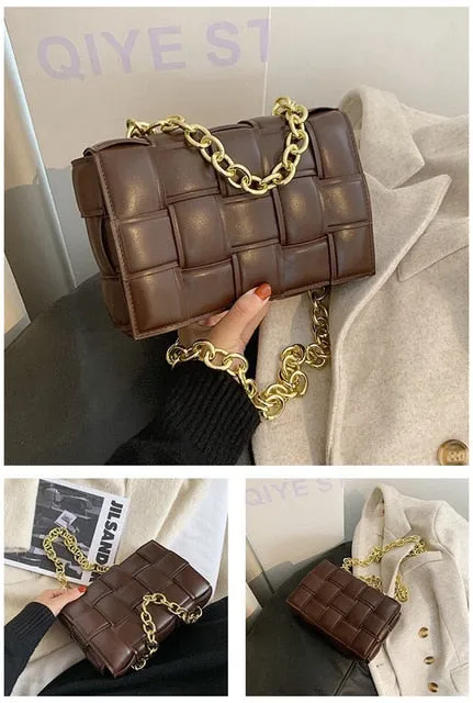Fashion Brand Weave Flap Bags Square Crossbody Bag Ladies High Quality PU Leather Women's Designer Handbag Travel Shoulder Bag