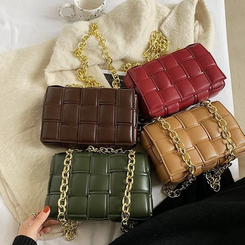 Fashion Brand Weave Flap Bags Square Crossbody Bag Ladies High Quality PU Leather Women's Designer Handbag Travel Shoulder Bag