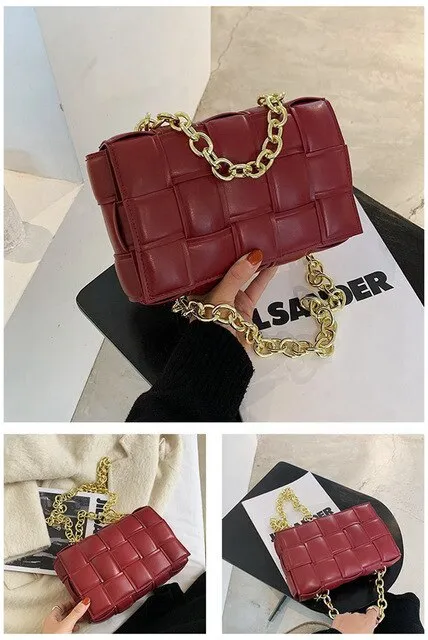 Fashion Brand Weave Flap Bags Square Crossbody Bag Ladies High Quality PU Leather Women's Designer Handbag Travel Shoulder Bag
