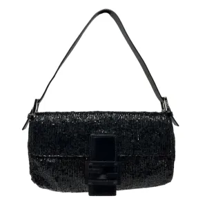 Fendi Black Beaded Baguette
