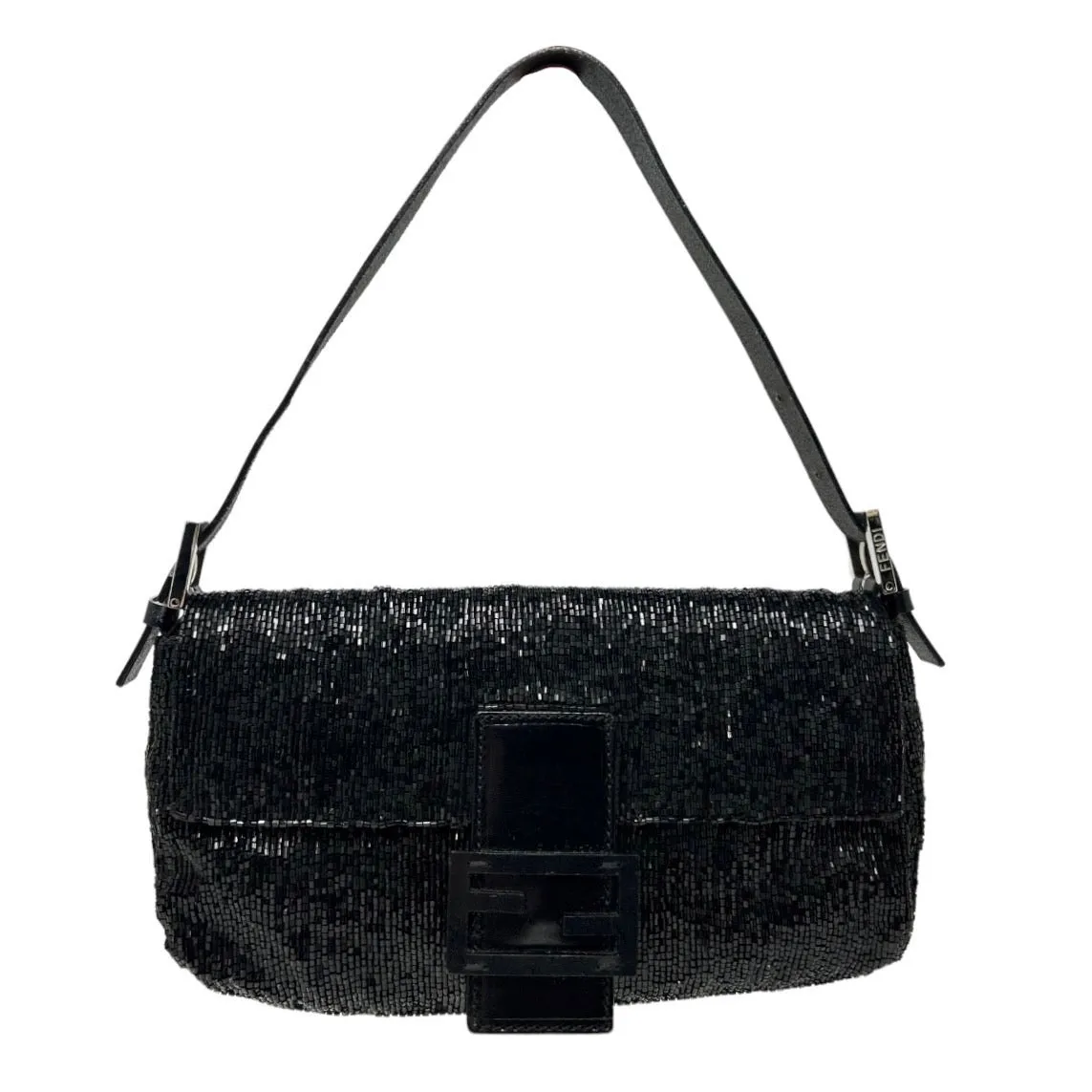 Fendi Black Beaded Baguette