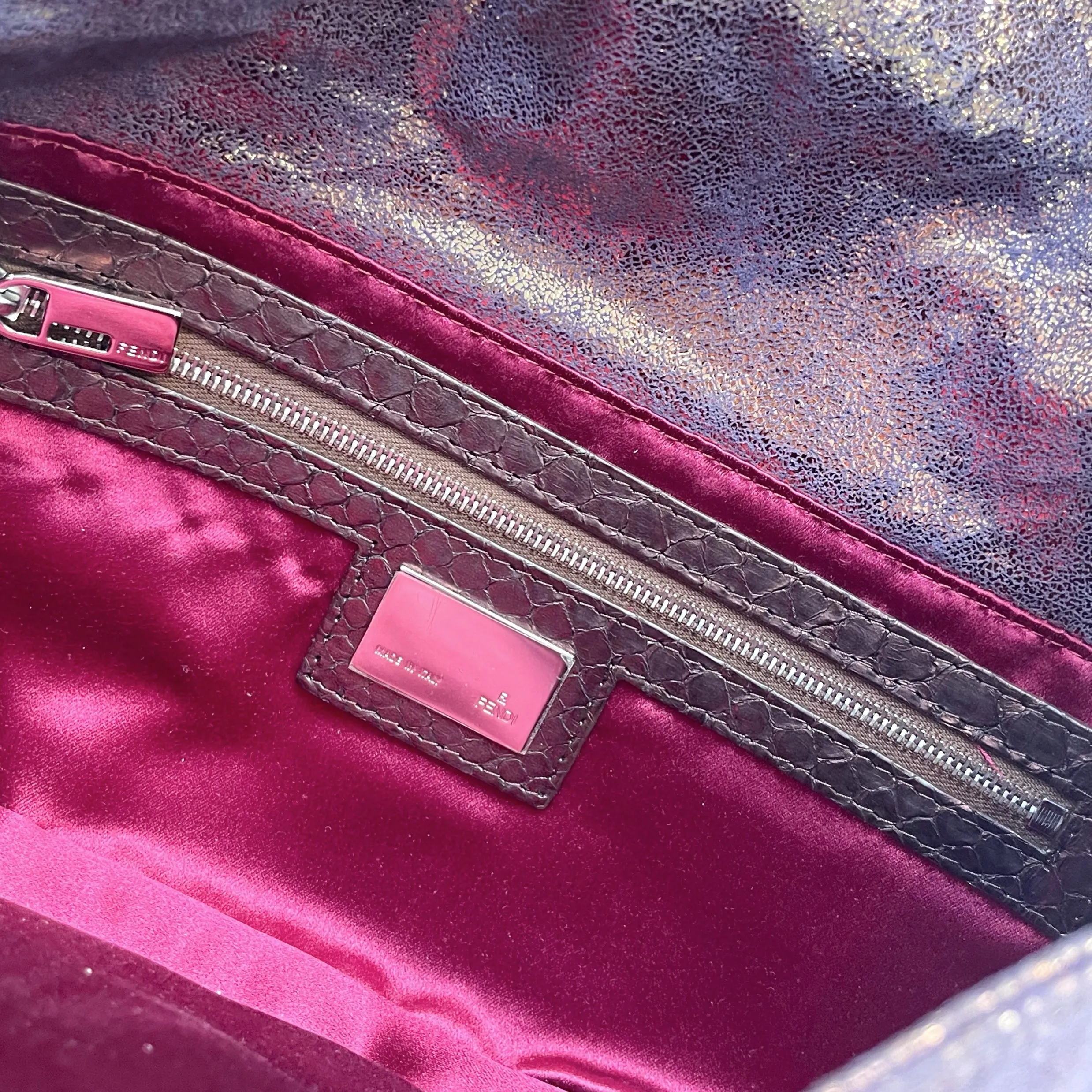 Fendi Iridescent Snakeskin Baguette