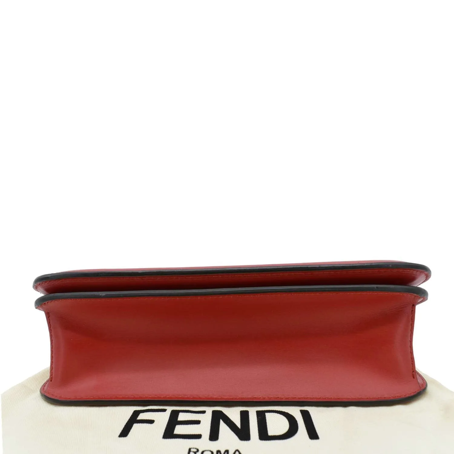 FENDI Karligraphy Pocket Vitello King Nubuck Leather Shoulder Bag Red