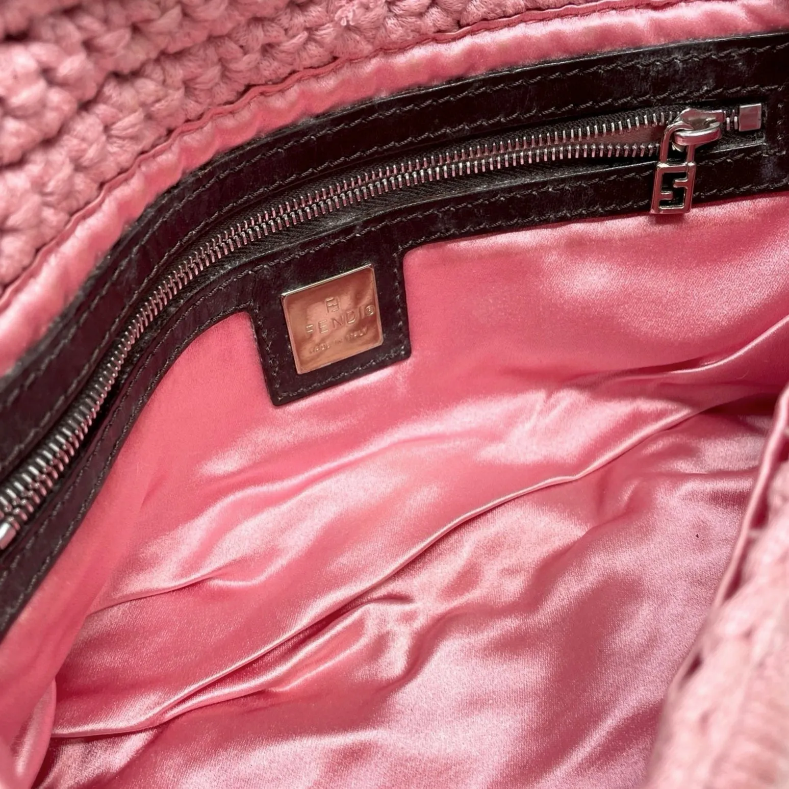 Fendi Pink Crochet Baguette