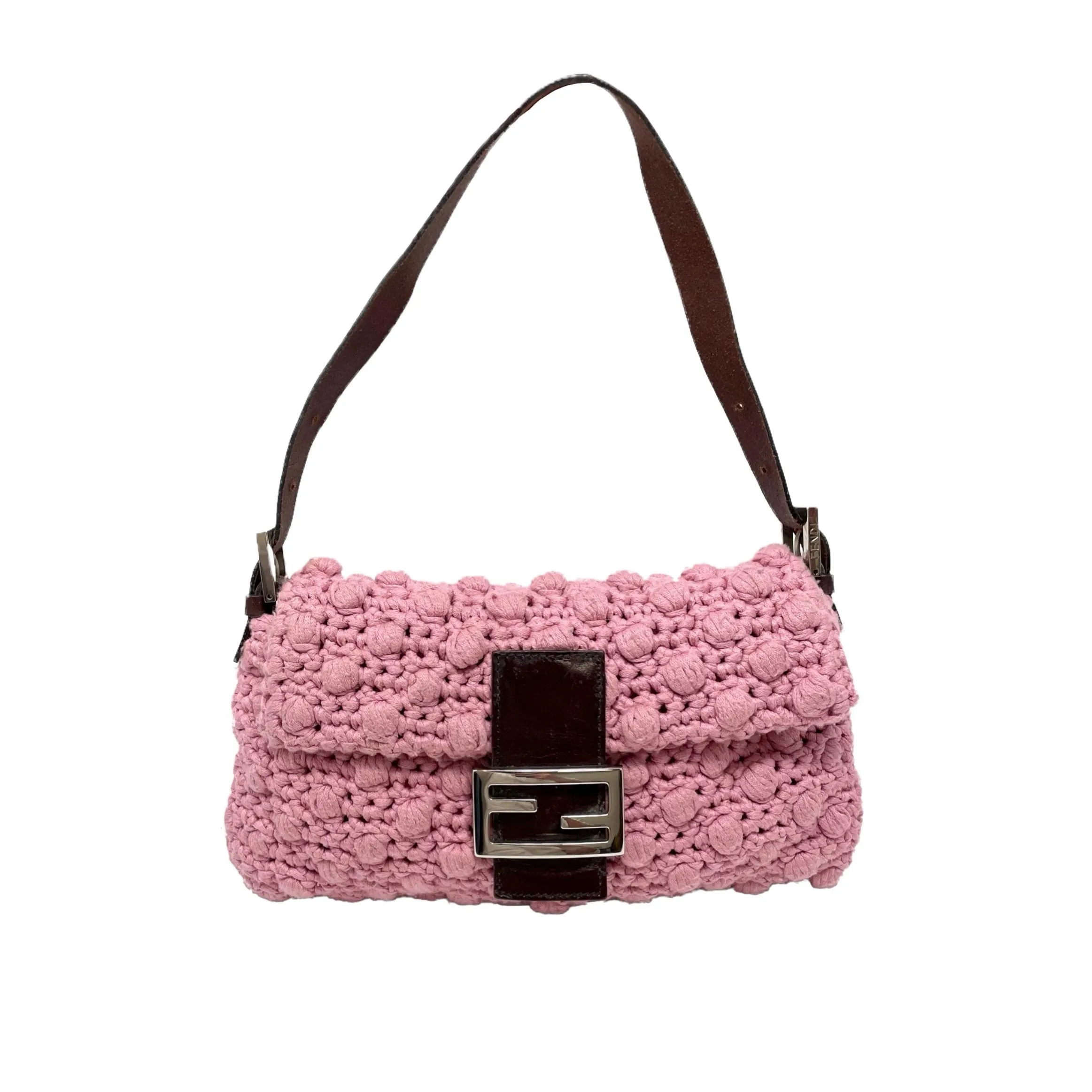 Fendi Pink Crochet Baguette