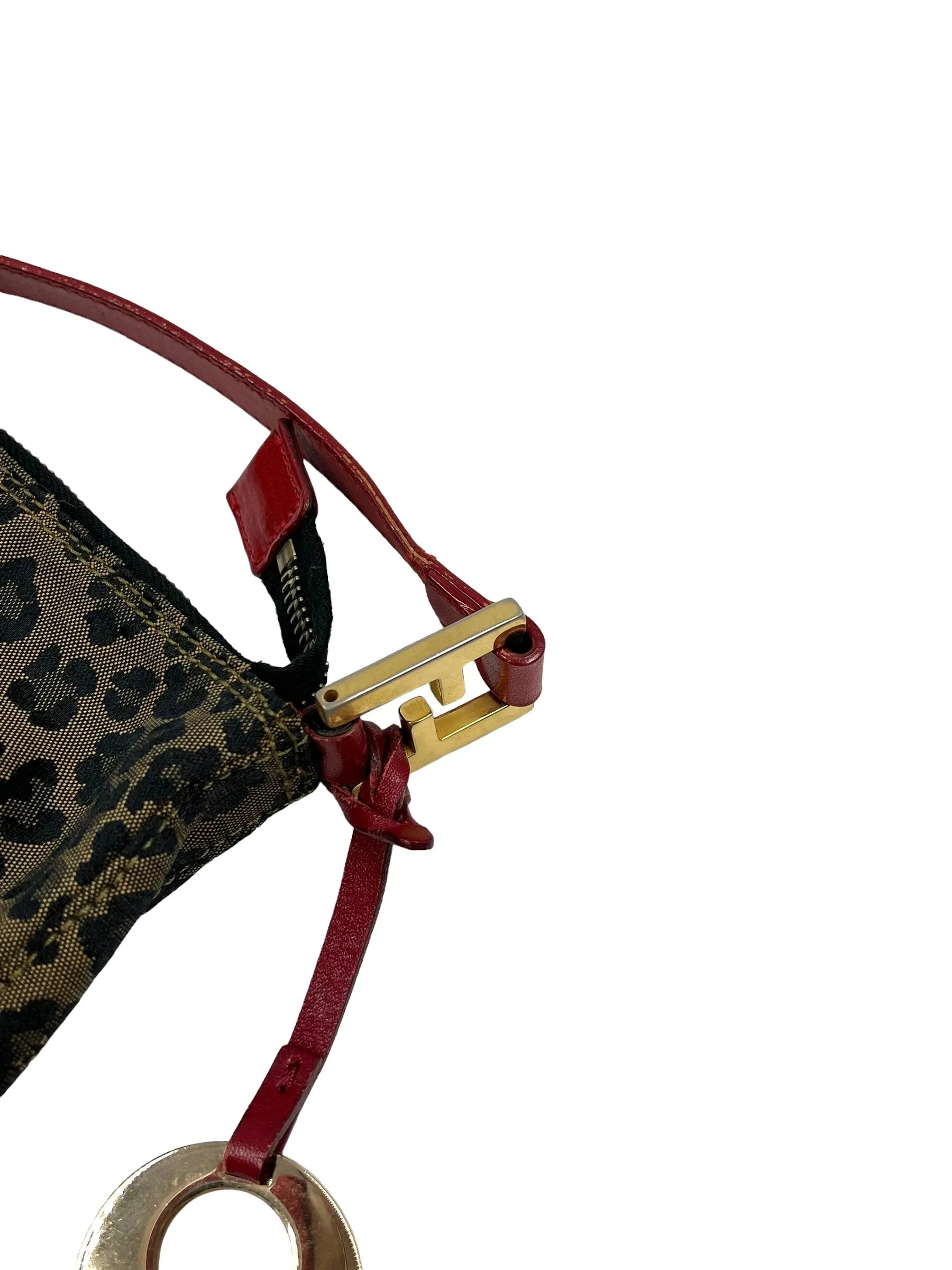 Fendi Vintage Cheetah Print Canvas Hobo Bag
