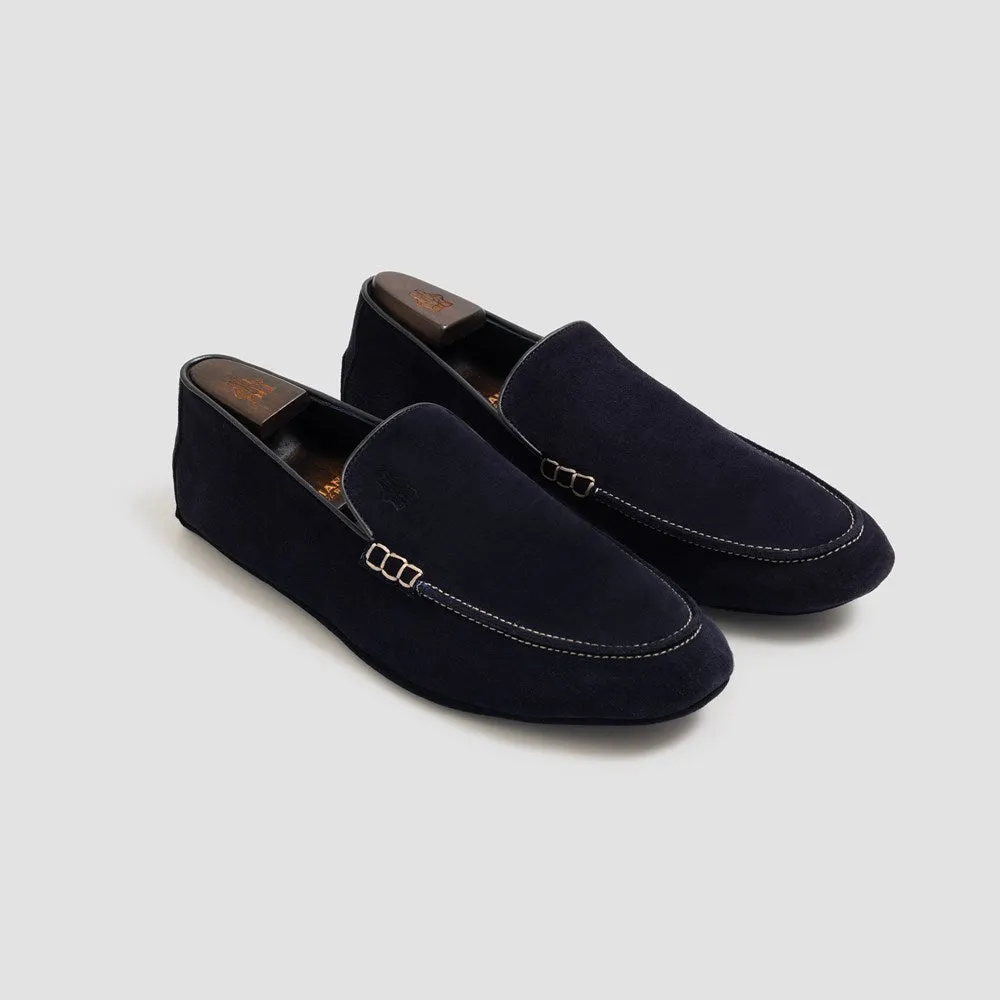 Fiumicino Navy Suede Men's Travel Slipper