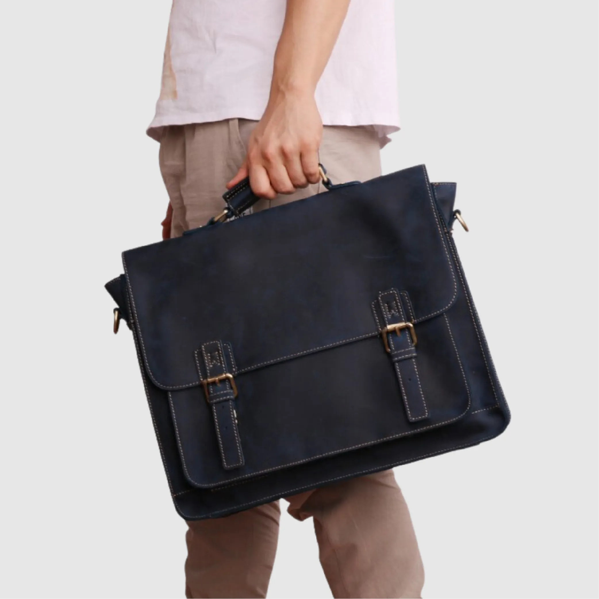 Genuine Leather Business Briefcase for Men's