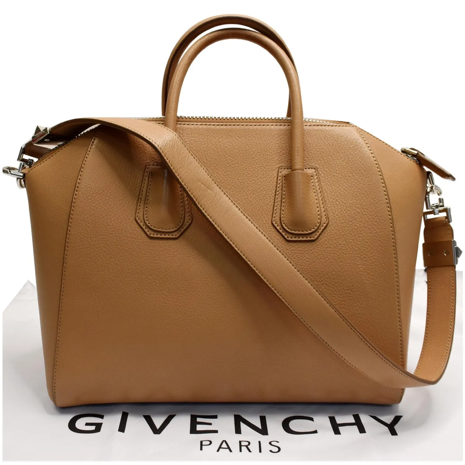 GIVENCHY Antigona Medium Leather Shoulder Bag Beige