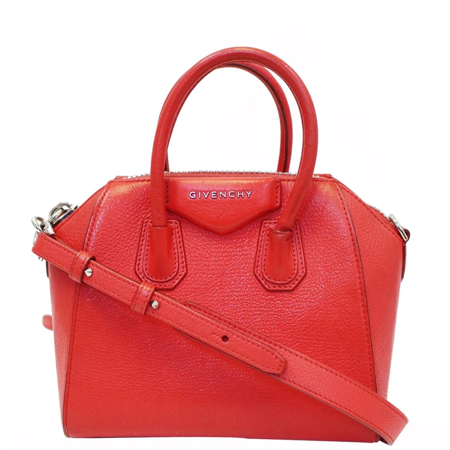 GIVENCHY Antigona Small Calfskin Leather Shoulder Bag Red