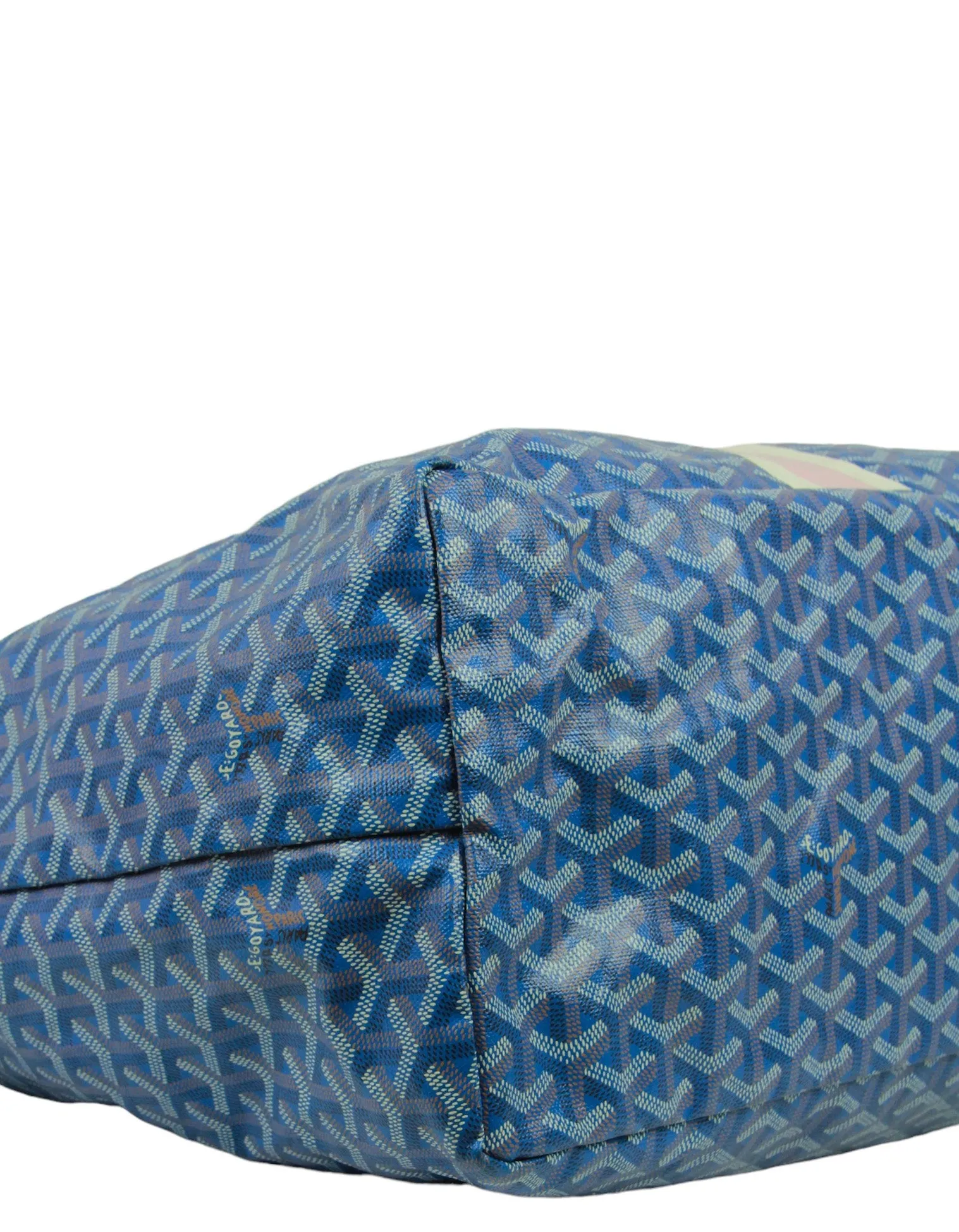 Goyard Blue Goyardine St. Louis GM Tote w/ Initials
