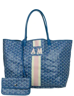Goyard Blue Goyardine St. Louis GM Tote w/ Initials