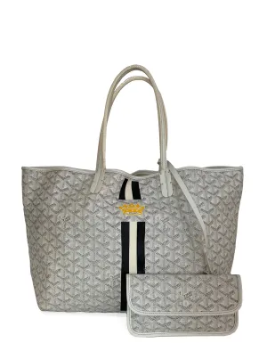 Goyard COLLECTORS White Goyardine Saint Louis PM Tote w/ Stripe & Crown