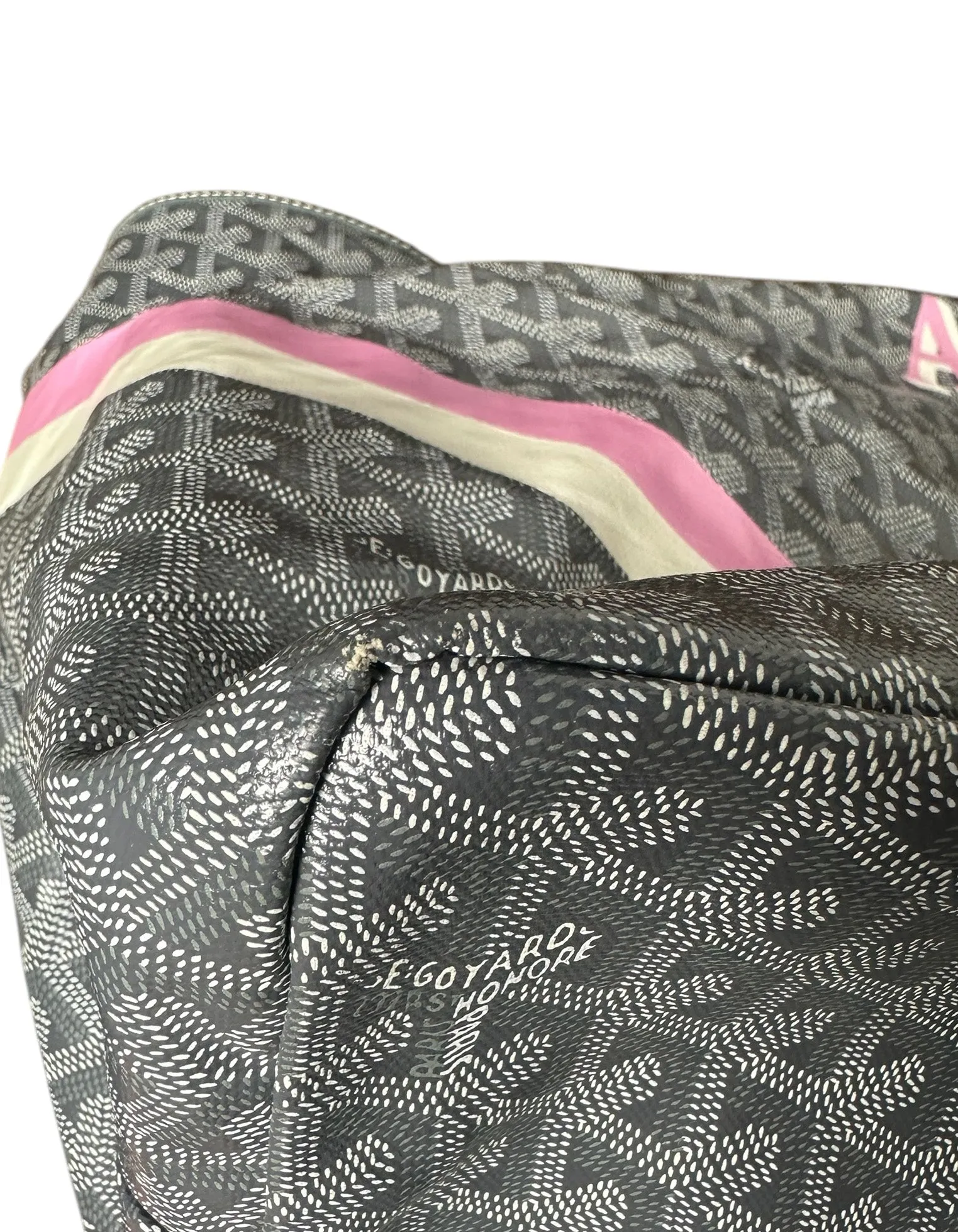 Goyard Grey Goyardine St. Louis GM Tote w/ Initials