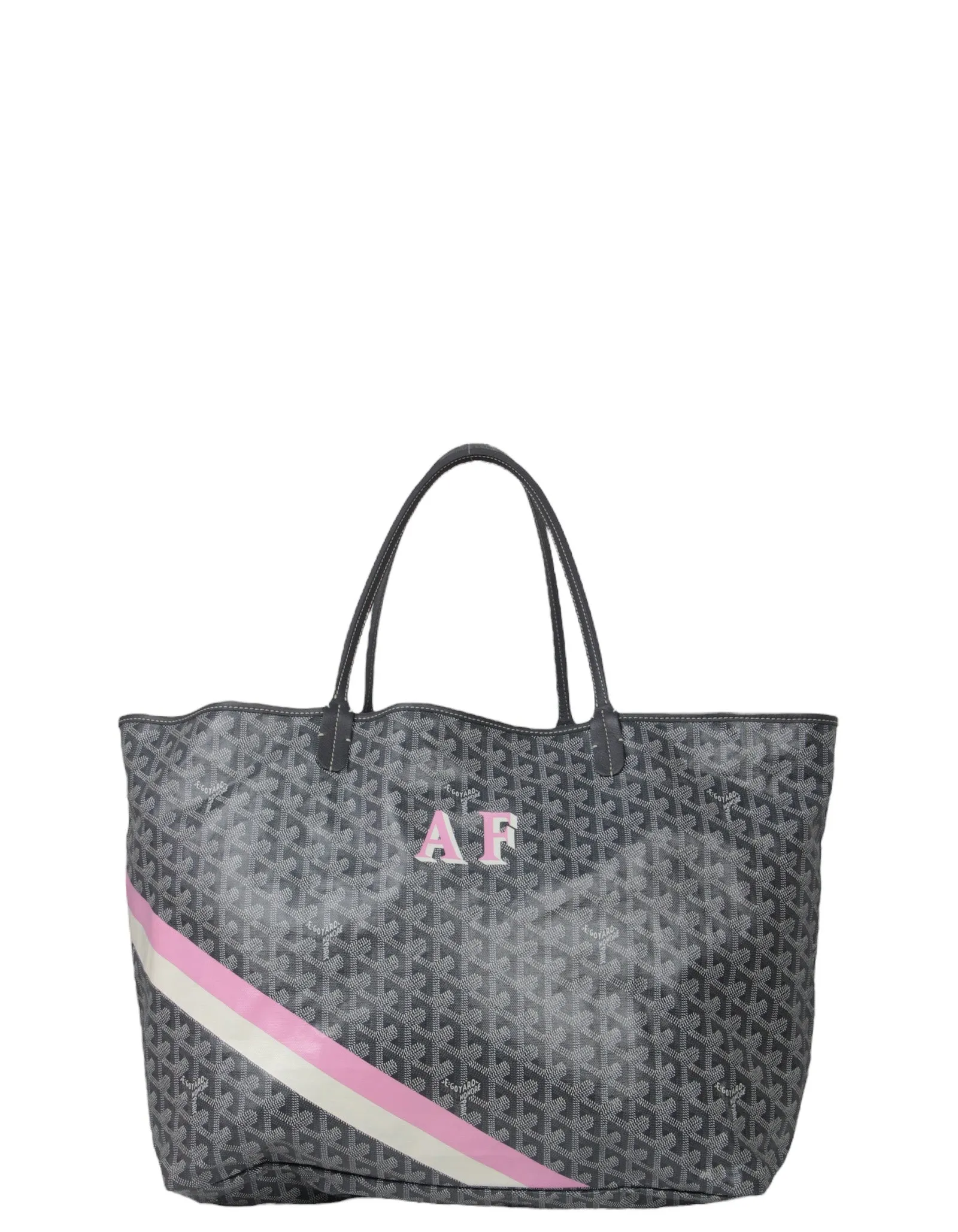 Goyard Grey Goyardine St. Louis GM Tote w/ Initials