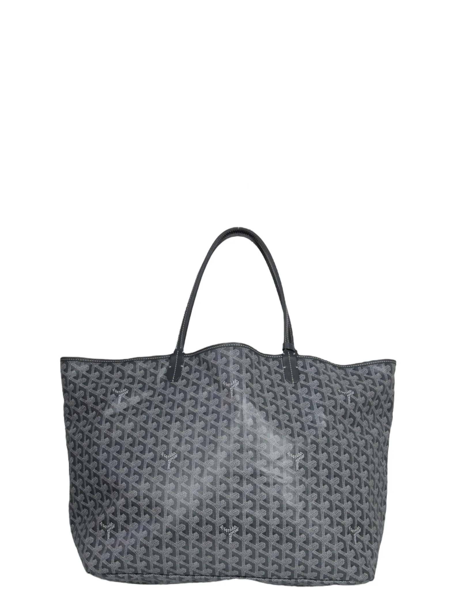Goyard Grey Goyardine St. Louis GM Tote w/ Initials