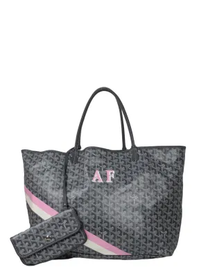 Goyard Grey Goyardine St. Louis GM Tote w/ Initials