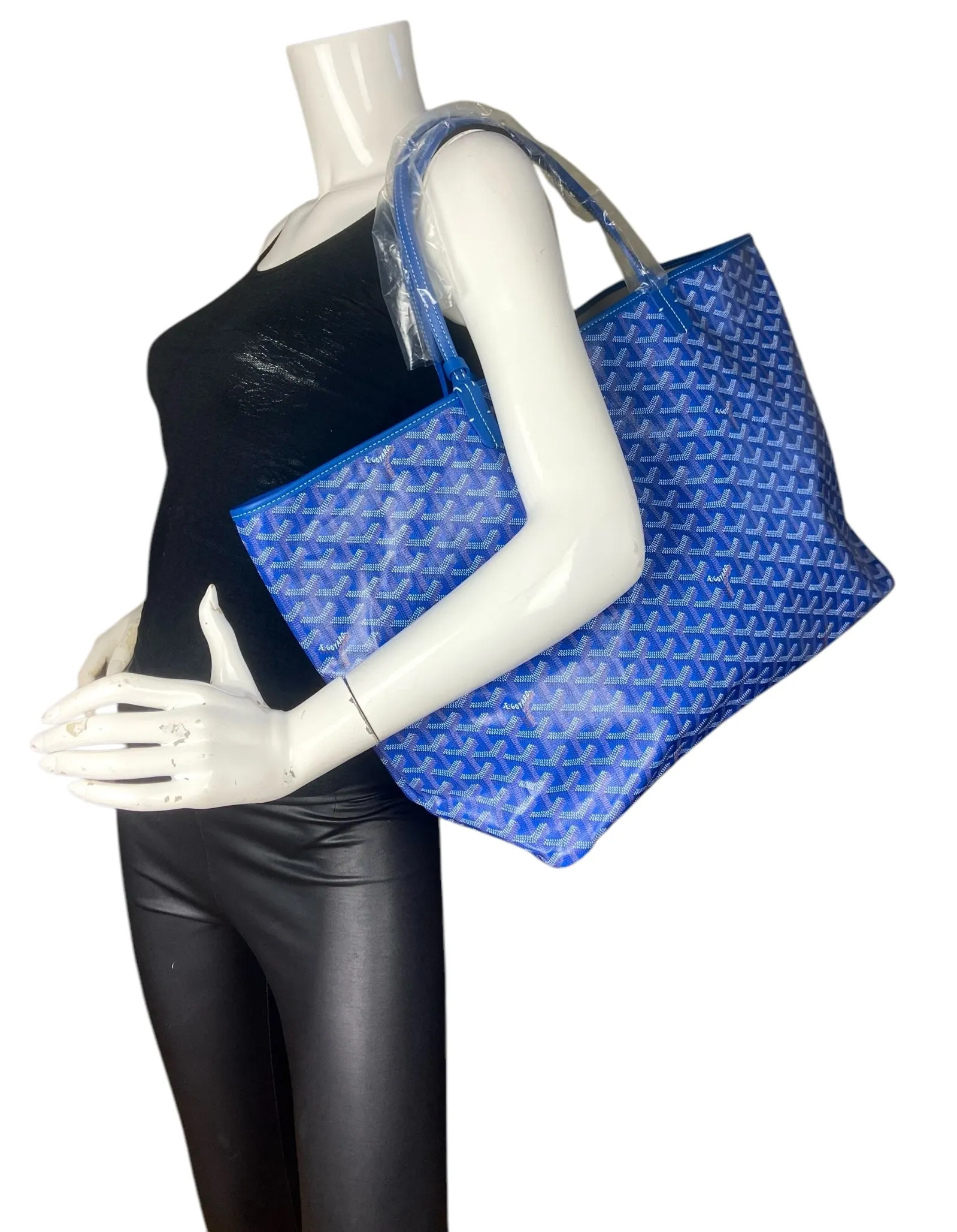 Goyard NEW Sky Blue Goyardine St. Louis GM Tote
